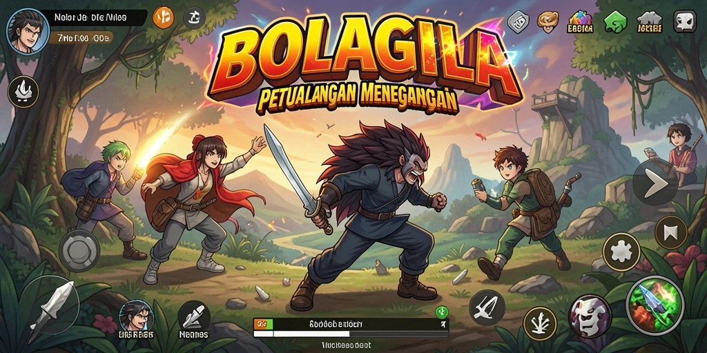 Tangkapan layar gameplay BOLAGILA menampilkan aksi seru dalam dunia anime.