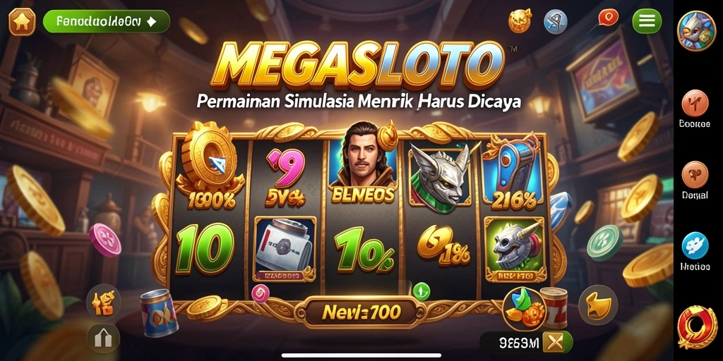 Screenshot gameplay MEGASLOTO dengan tampilan menarik dan fitur interaktif.