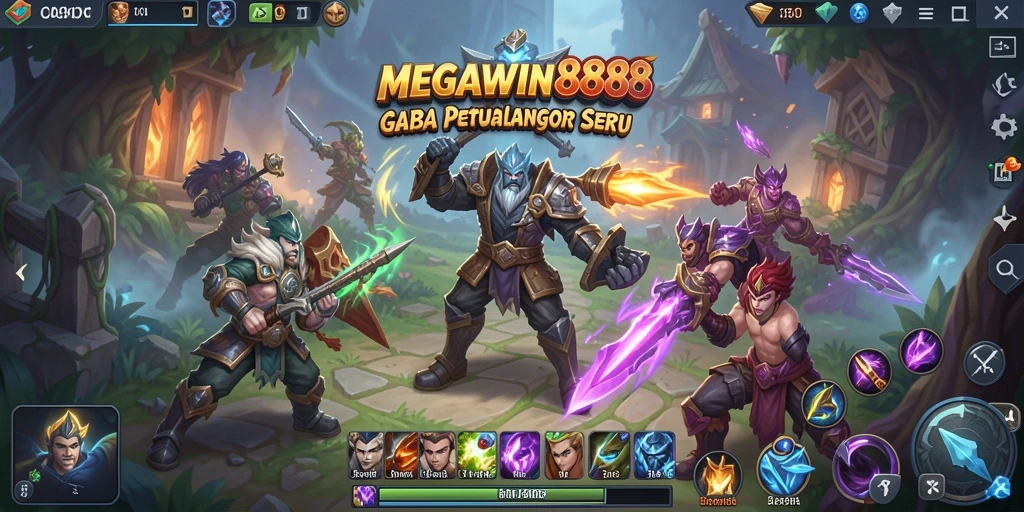 Screenshot gameplay <strong>MEGAWIN888</strong> menampilkan pertempuran seru antar tim.
