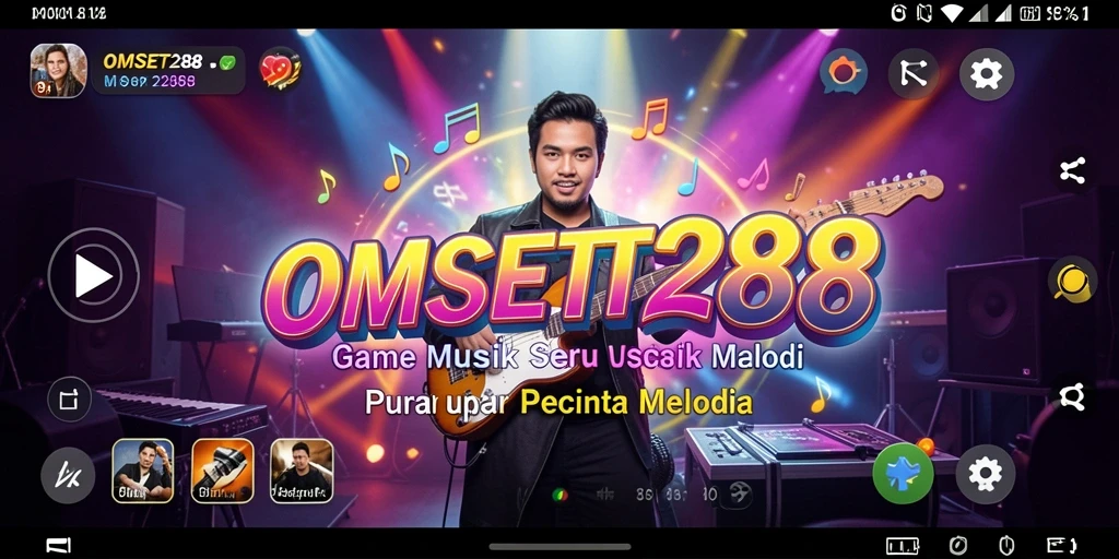 Screenshot utama OMSET288 menampilkan gameplay yang seru dan penuh energi.
